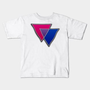 Halftone Bisexual Pride Triangles with Flag Background Kids T-Shirt